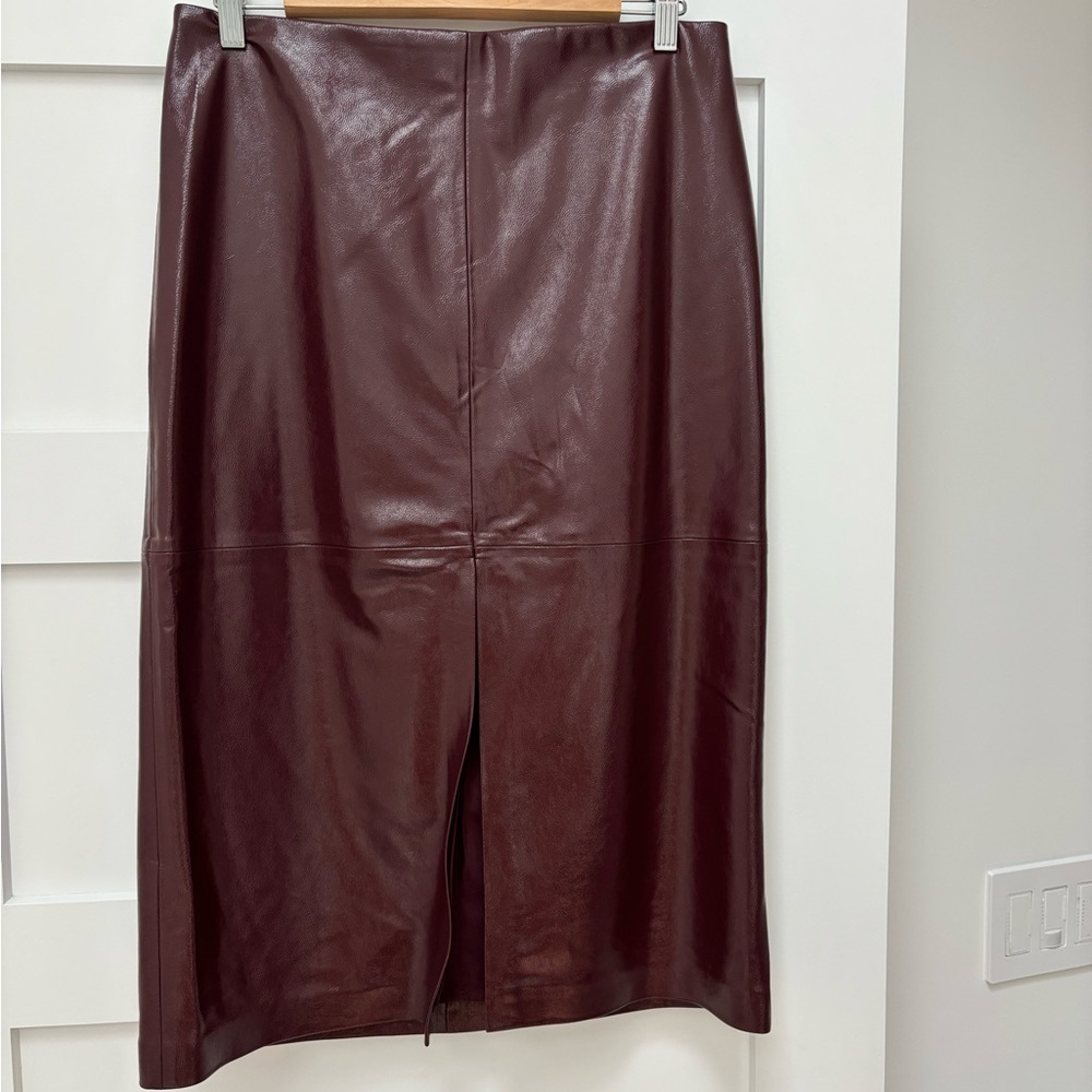 H&M Burgundy pleather Midi Skirt